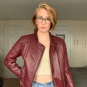 Michael Kors Maroon Faux Leather Jacket